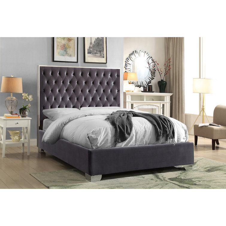 Spadaro solid wood and deals upholstered platform bed